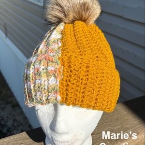 Two colour winter beanie